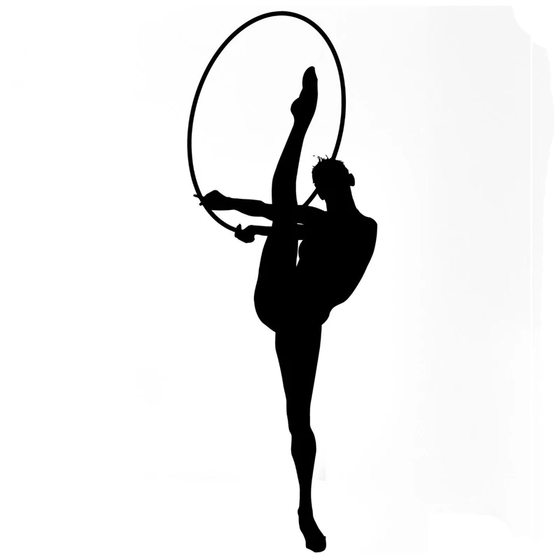 6.5CM*18.5CM Creative Interesting Gymnastic Girls Sport Acrobatics Ribbons Car Sticker Vinyl Black/Silver S9-0486