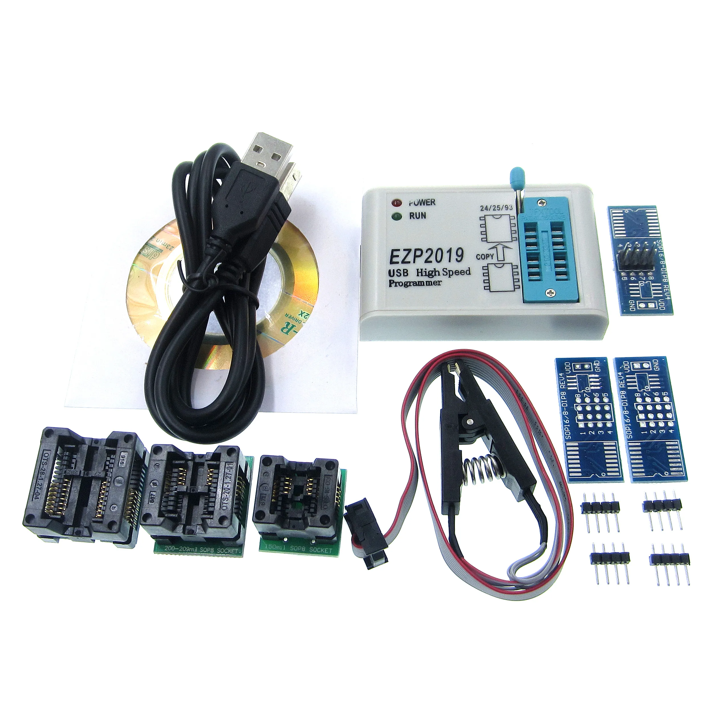 Factory Price! Newest Version EZP2019 High-speed USB SPI Programmer Support24 25 93 EEPROM 25 Flash BIOS Chip+5 Socket /+7 Sock