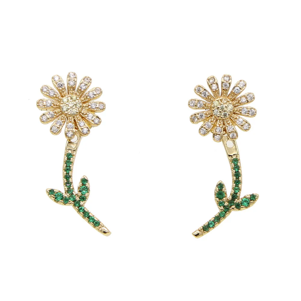 Fashion 2022 Summer Jewelry Light Yellow Sun Flower Earrings Micro Pave Clear CZ Cute Beautiful Earrings Charm Gift New Style