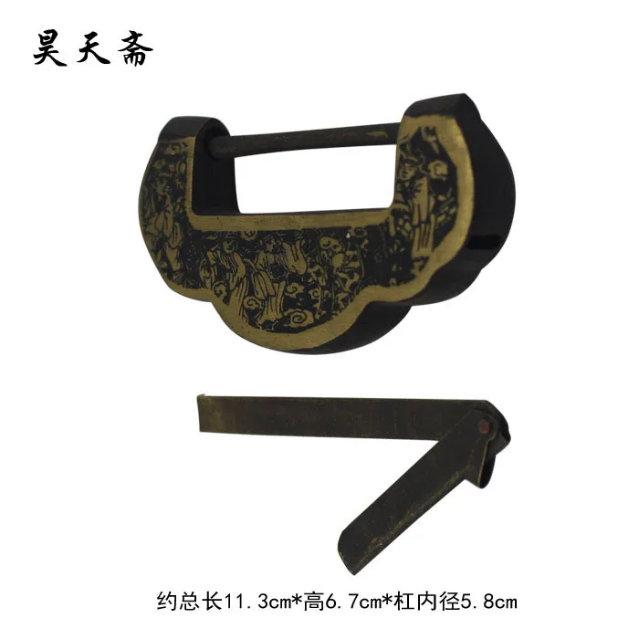 [Haotian vegetarian] antique copper ingot lock / brass lock / cabinet locks 11.5cm / HTH-086 furniture locks