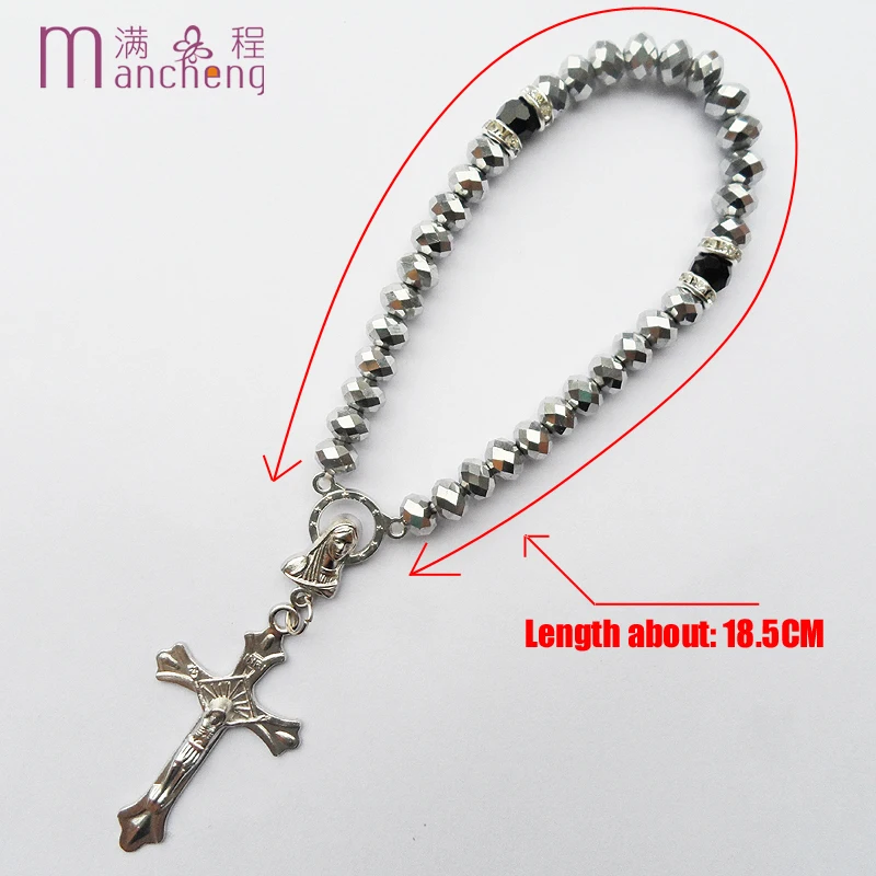 official-website tiki 33bead Catholic Christ Virgin Jesus Cross Bracelet Christian Rosary Tasbih Prayer Crystal браслет