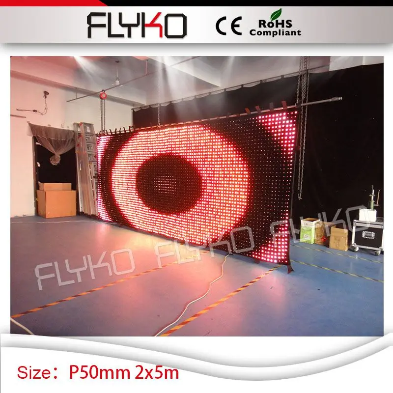 P5cm dj equipments producing led color changing curtain light 7ft*17ft for indoor concert stage sale