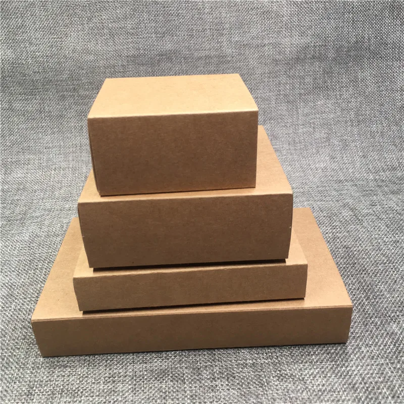 

20pcs/lot Handmade Natural Kraft Paper Drawer Box Pack Jewelry Bracelet Anklet Carton For Women Festival Gifts Various Options