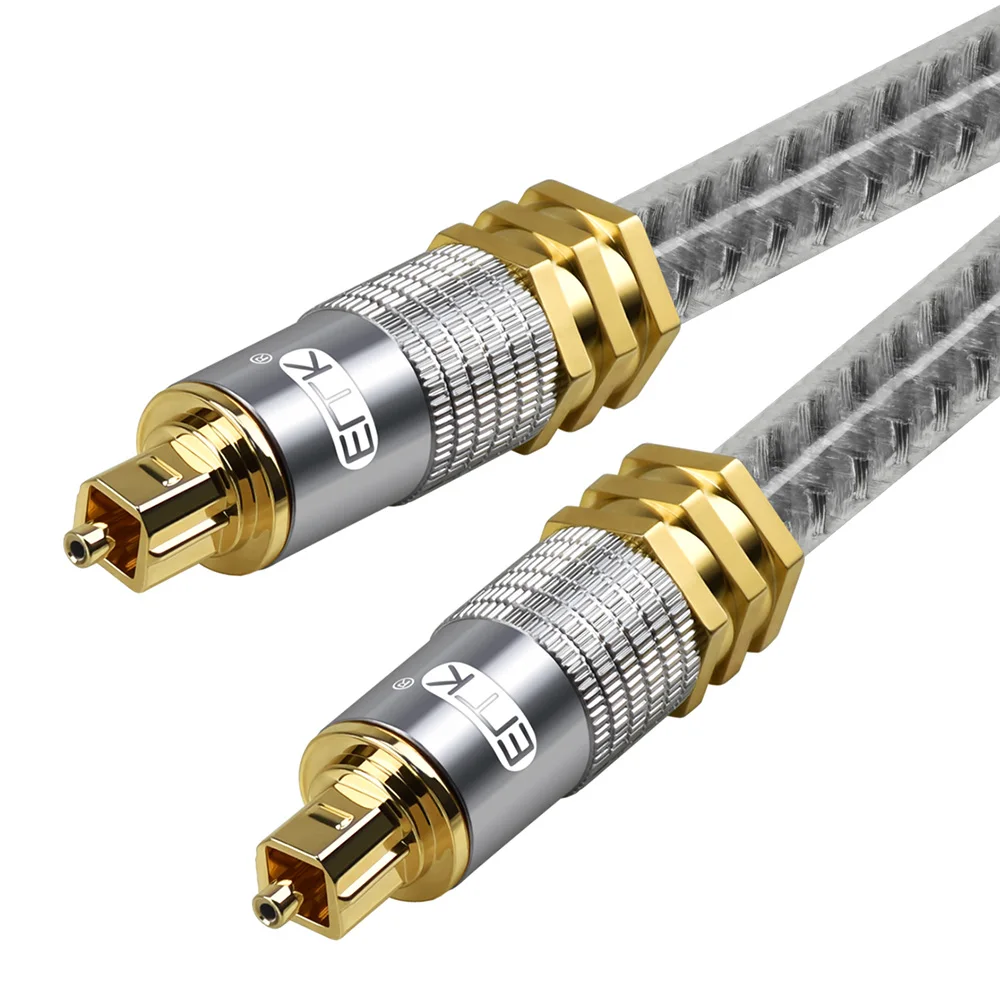 EMK Top Grade OD8.0mm Spdif Optical Cable Gold Plated Metal Connector Digital Fiber Optical Toslink Audio Cable 1m 1.5m 2m 3m 5m