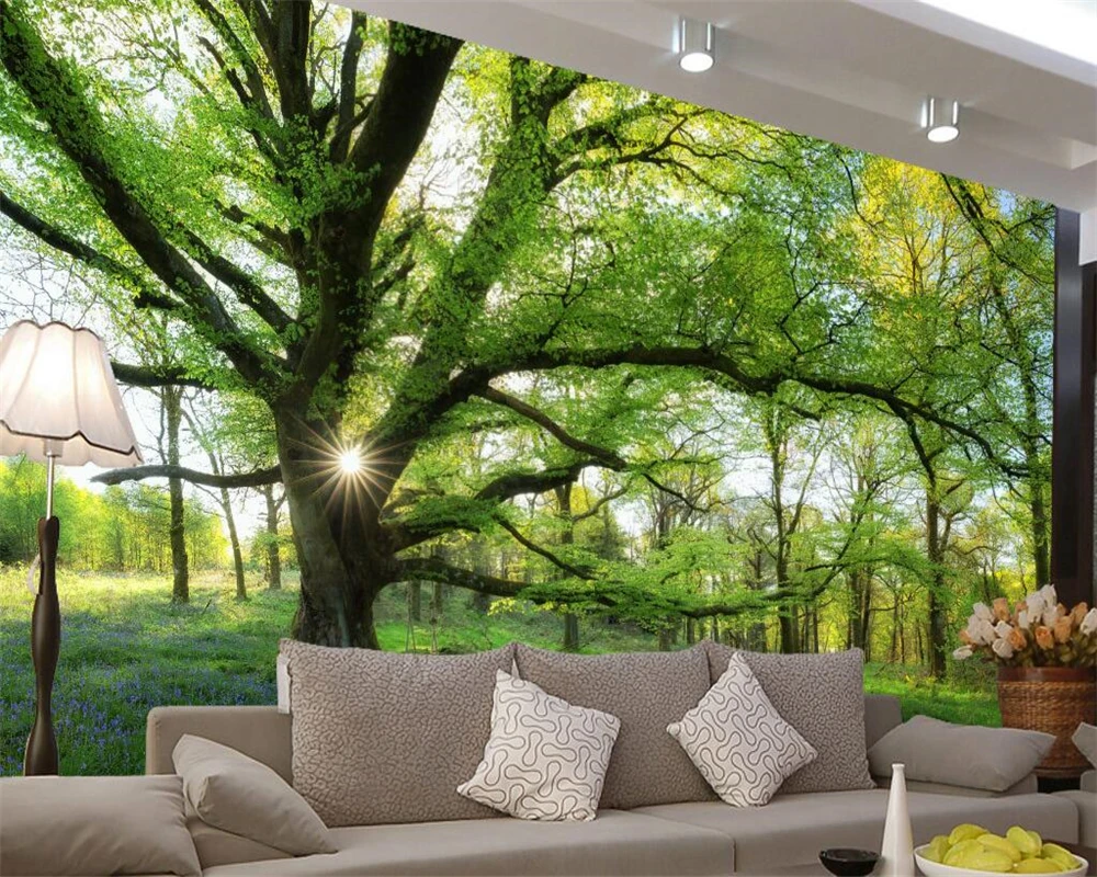 

Beibehang papel de parede 3D Trees Landscape Wallpaper Decorative mural 3d Living Room Bedroom Background 3D Wallpaper Murals