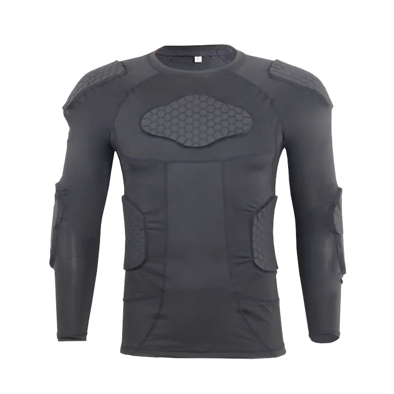 Padded Compression Shirt Rib Chest Protector for Football Basketball Paintball Cycling Men\'s Padded Compression Shirt Protective