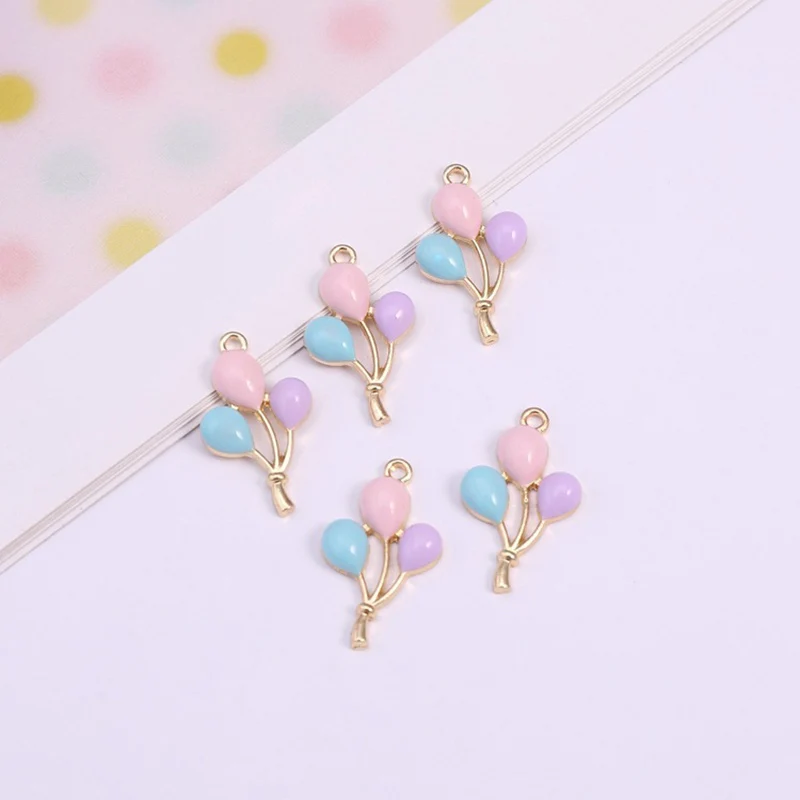 10pcs/lot Cute Ballon Enamel Charms Fit DIY multicolor Drop Oil Alloy Pendant Handmade Earring Bracelet Jewelry AccessoriesYZ121