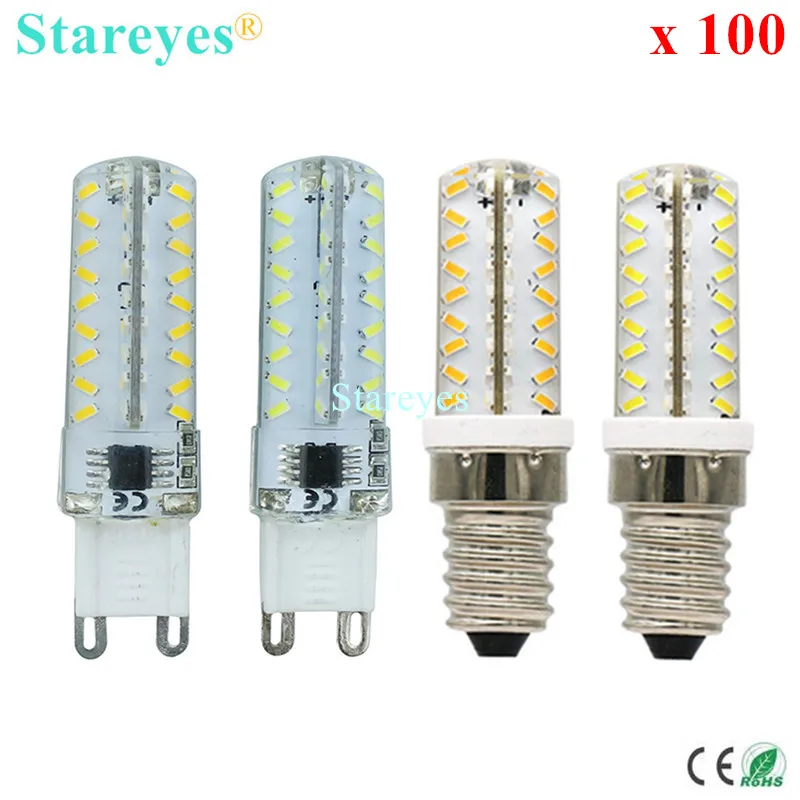 

100 Pieces Silicone G9 E14 SMD 3014 72 LED 7W Dimmable LED Corn lamp Droplight Chandelier candle bulb Pendant light lighting