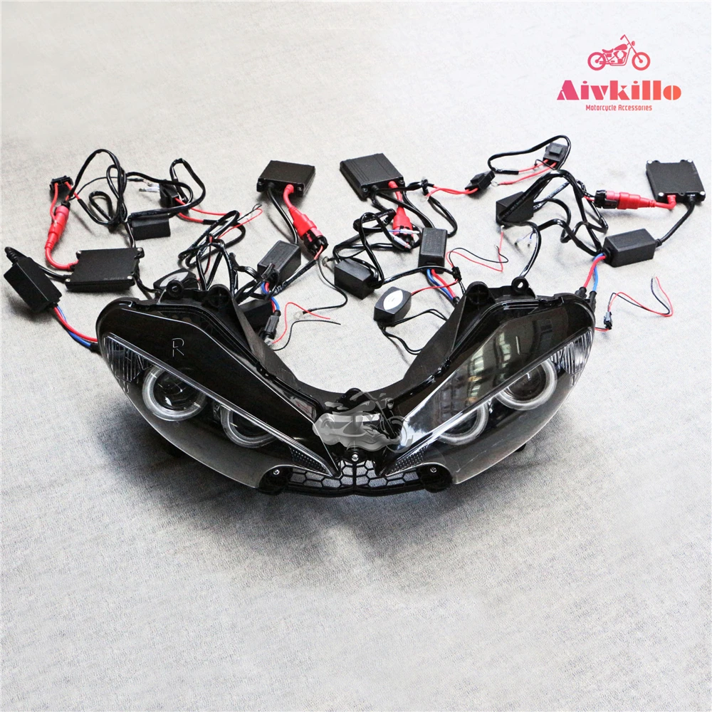 Motorcycle Angel Eye HID Headlight Assembly Fit For Yamaha YZF R6 2003 - 2005