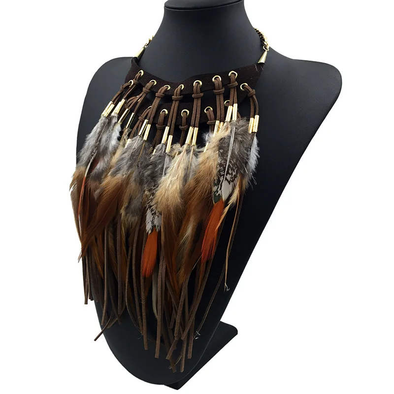 Multi-ethnic Elegant Fashion Statement Necklace 2023 New Latest Design Choker Feather Necklaces & Pendants Women Bijoux Jewelry