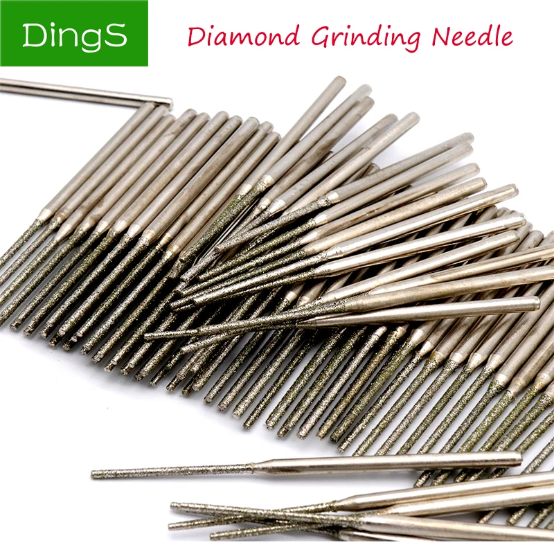 5/10pcs  0.8~5.0mm Diamond Grinding Head Lengthen Burr Needle Drill Bit Point Engraving Polishing Glass Jade Stone Rotary