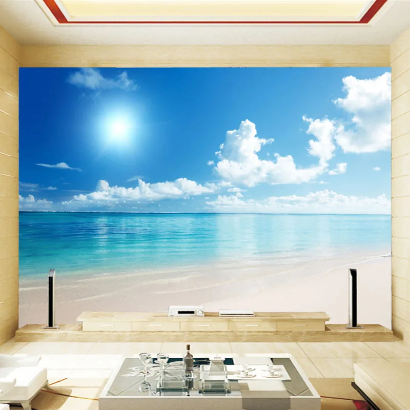 Custom 3D Carta Da Parati Murales A Sud Est Asia Paesaggio di Mare di Sole Spiaggia, Acqua Naturale Murale Carta Da Parati Papel De Parede 3D Quarto