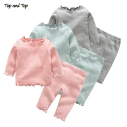 Top and Top Autumn Winter Toddler Girls Clothes Set  Cotton 2Pcs Tshirt+Trousers Baby Girls Tracksuit Casual Suit Sleepwear