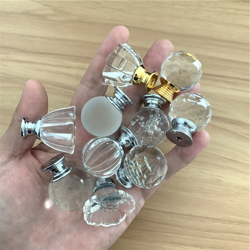 LCH 30mm Frosted Bubble Ball Crystal Knob Pumpkin Shaped Pull Cabinet Furniture Hardware Lotus Flower Handle