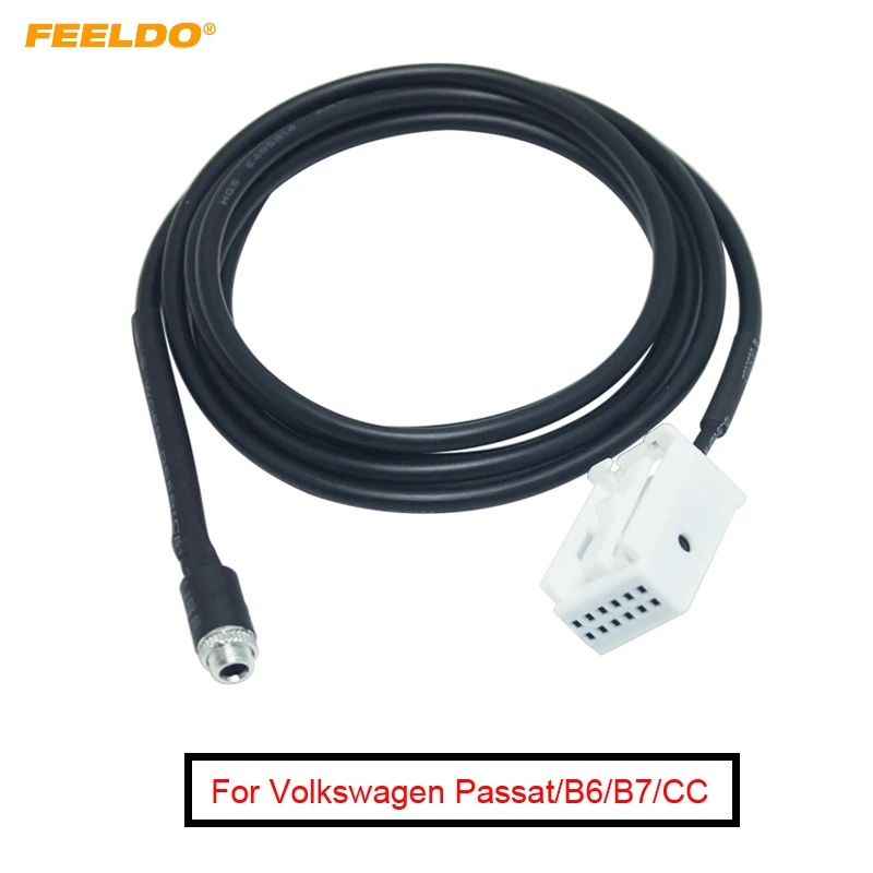 

FEELDO 10Pcs Car Radio Audio MP3 RCD510+ RCD310+ AUX-IN Adapter Cable for VW Passat B6 Golf Polo 12-Pin Port AUX Wire Cable