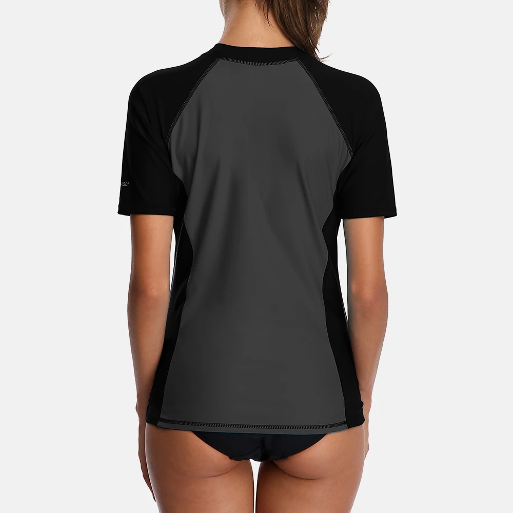 Charmo damskie koszulki z krótkim rękawem Rashguard stroje kąpielowe Surf Top UPF 50 + koszulka do biegania koszula rowerowa strój kąpielowy strój