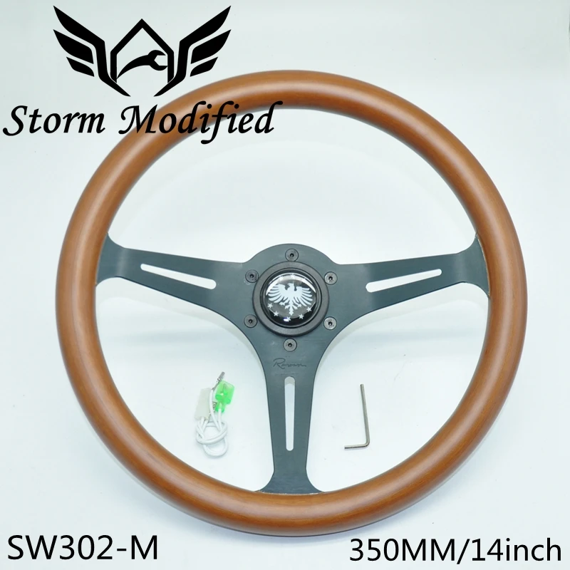 

Classic Matte Mahogany Wood Steering Wheel 350mm 14 inch Car Steering Wheel For Antique Car SW302-M