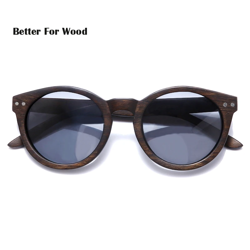 Hot Selling Summer Unisex Cateye Vintage Round Wood Sunglasses Women Polarized Lens Wooden Sun Glasses