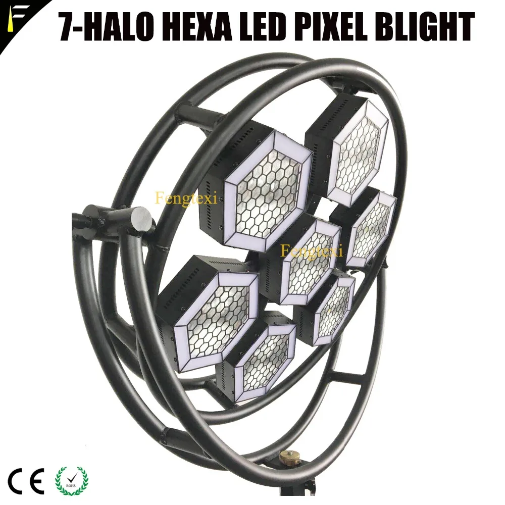 7 Halo Hexa COB LED Pixel Bühne Studio Zurück Licht DMX512 Warm/Kalt Farbe 2in1 Hexagon Biene Auge Fäule mit Stativ & Flug Fall