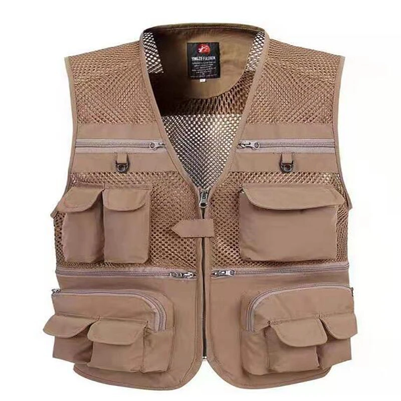 Brieuces Summer Outdoors Tactical Mesh Vest Men Breathable Shooting Multi Pockets Vest Shooting Waistcoat Sleeveless Jacket coat