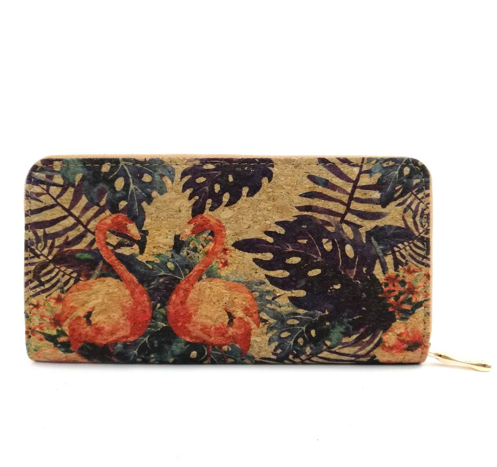 TROPICAL FLAMINGO PATTERN WOMEN CORK WALLETS FOR VEGAN