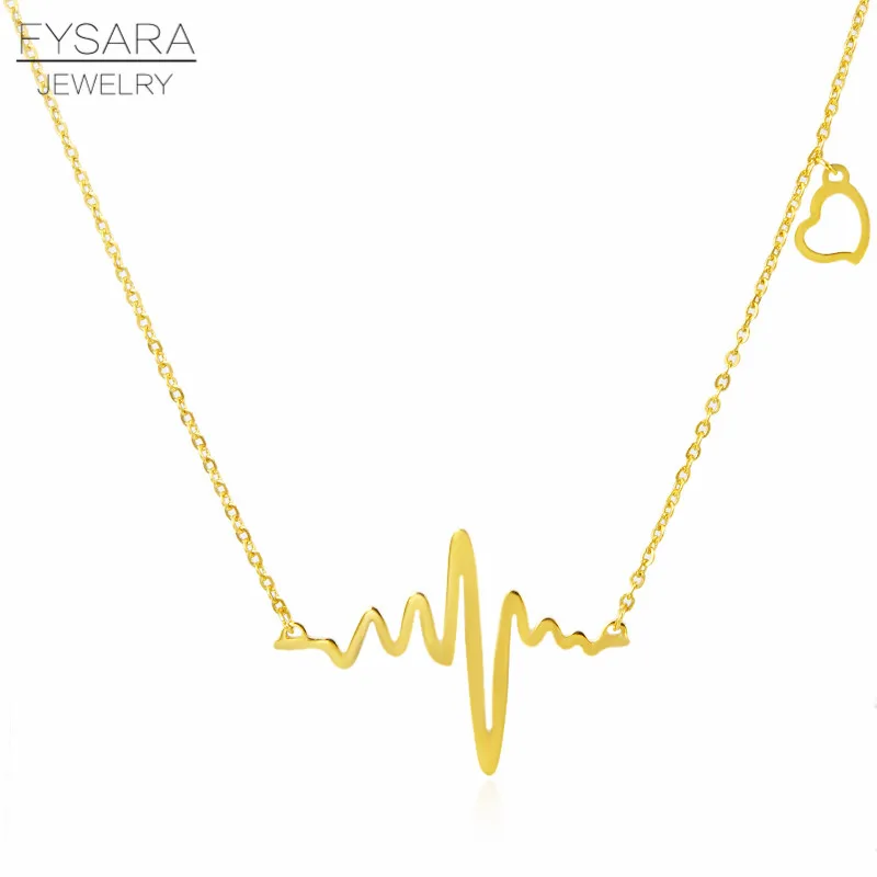 

FYSARA дизайн электрокардиограммы ожерелье из нержавеющей стали геометрический стиль кулон-цепочка сердце колье ювелирные аксессуары