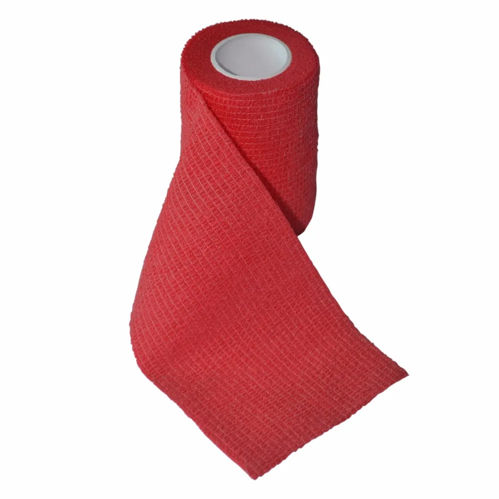 

12Pcs Grip Wrap Roll Self Adhesive Wrist Finger Bandage Elastic Muscle Security Protection Sports Straps 7.5cm*4.5m Red Color