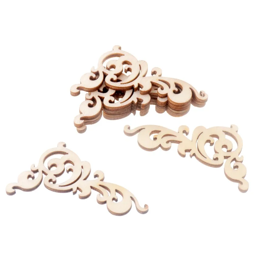 Best Quality 10Pcs Flatback Wood Craft Decoration Promotions Scrapbooking Embellishments Flower Styles Pendants