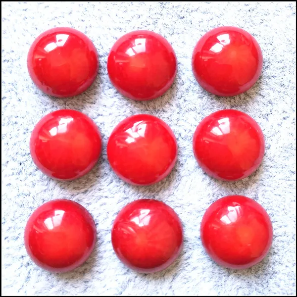 10PCS Red Coral Cabochons Coin Shapes For Charms Earring Pins Fashion Bracelet Making Accessories Size 8MM 9MM 10MM12MM