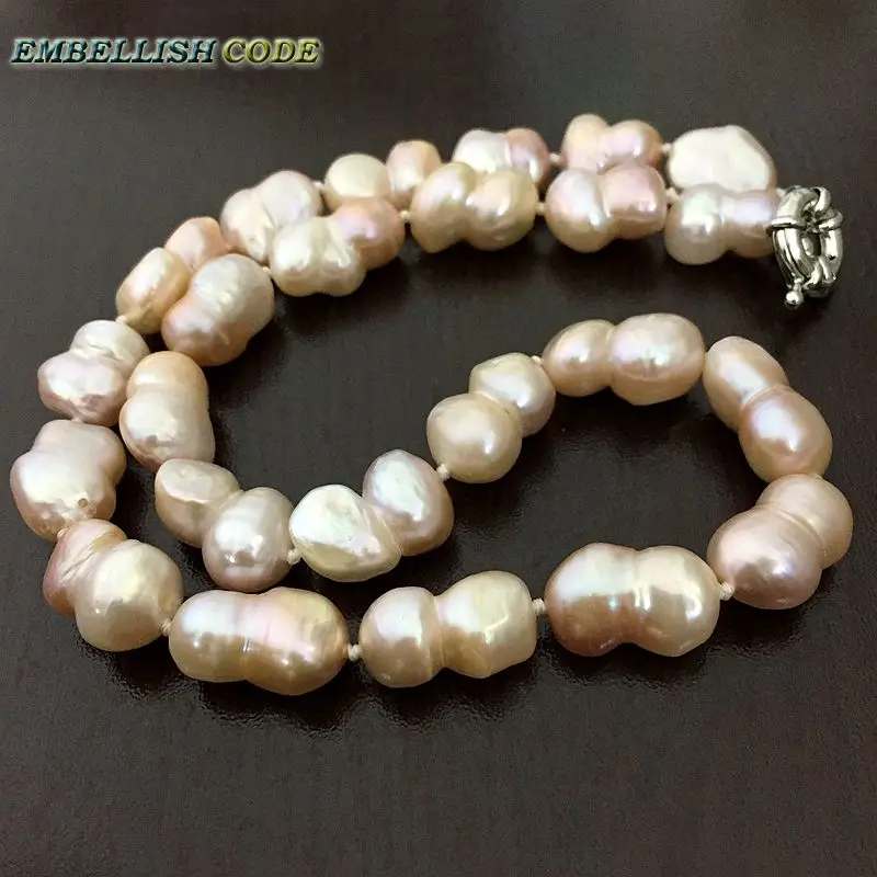 selling well Baroque keshi style Peanut shape real freshwater pearls statement necklace peach light pink fine jewelry Special