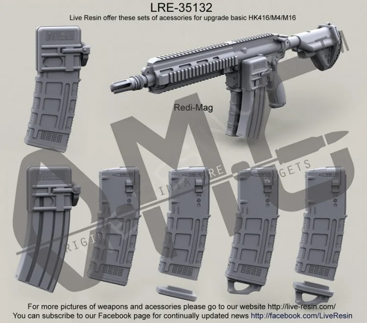 Live Resin LRE-35132 1/35 M16/M4/AR15/HK416 magazine set 2 - M16/M4/AR15/HK416 Magazine...