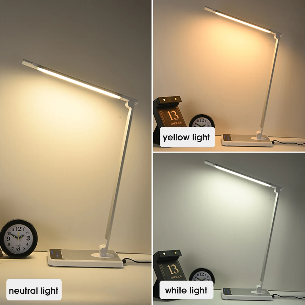 LAOPAO LED Desk Lamp 72 bulb 3 Color Hand Sweep Wireless Charging 360 Degree Rotation Touch Eye-protect with timer Table lamp