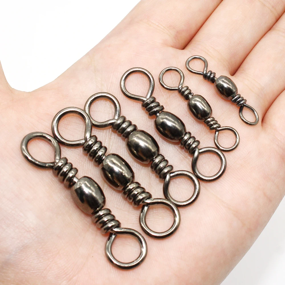 100Pcs Fishing Barrel Swivels 115-162LB Rolling Fishing Swivel with Solid Ring for Big game Shark Tuna Bass Fishing Connector