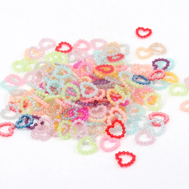 100pcs 11mm Haft Heart Pearl Decoration Crafts Flatback Cabochon Embellishments For Scrapbooking Kawaii Cute Diy Accessories
