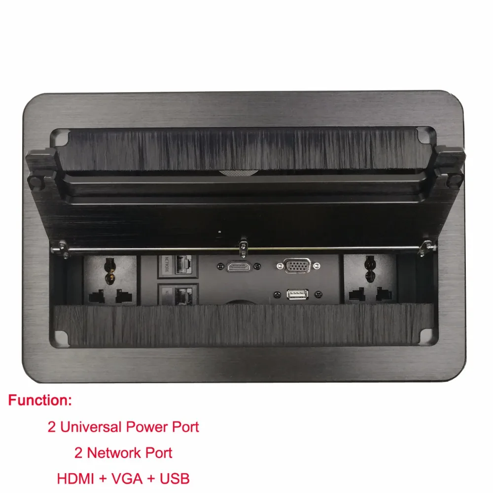 Double Brush Cover Desktop Socket/Aluminum Socket/USB,VGA,HDMI,network,RJ45 Information Outlet Box /Hidden Desktop Socket: S-S02