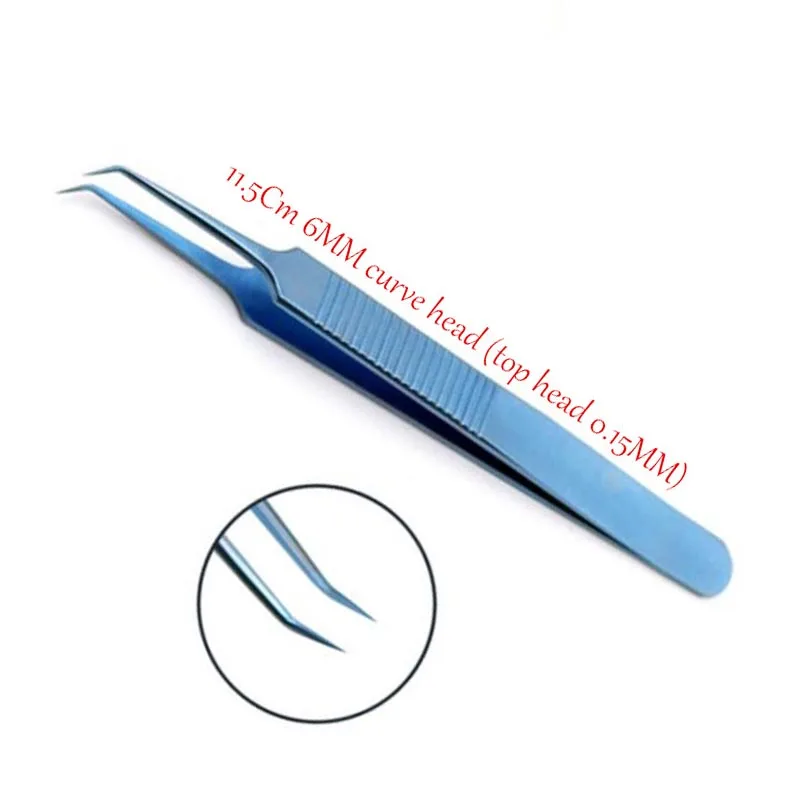 6MM curved head(top head 0.15MM) Micros titanium alloy 11.5CM tweezers Ophthalmic forceps