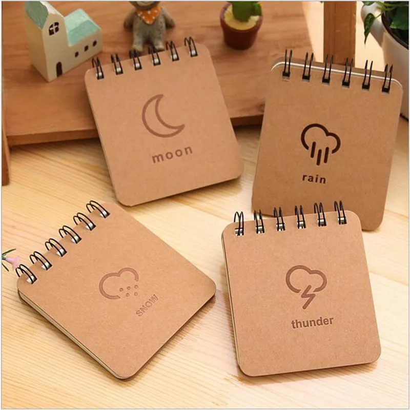 1PCS Coil Portable Notebook Weather Forecast Series Wind And Rain Lightning Book Korean Stationery Book 8.4*9Cm