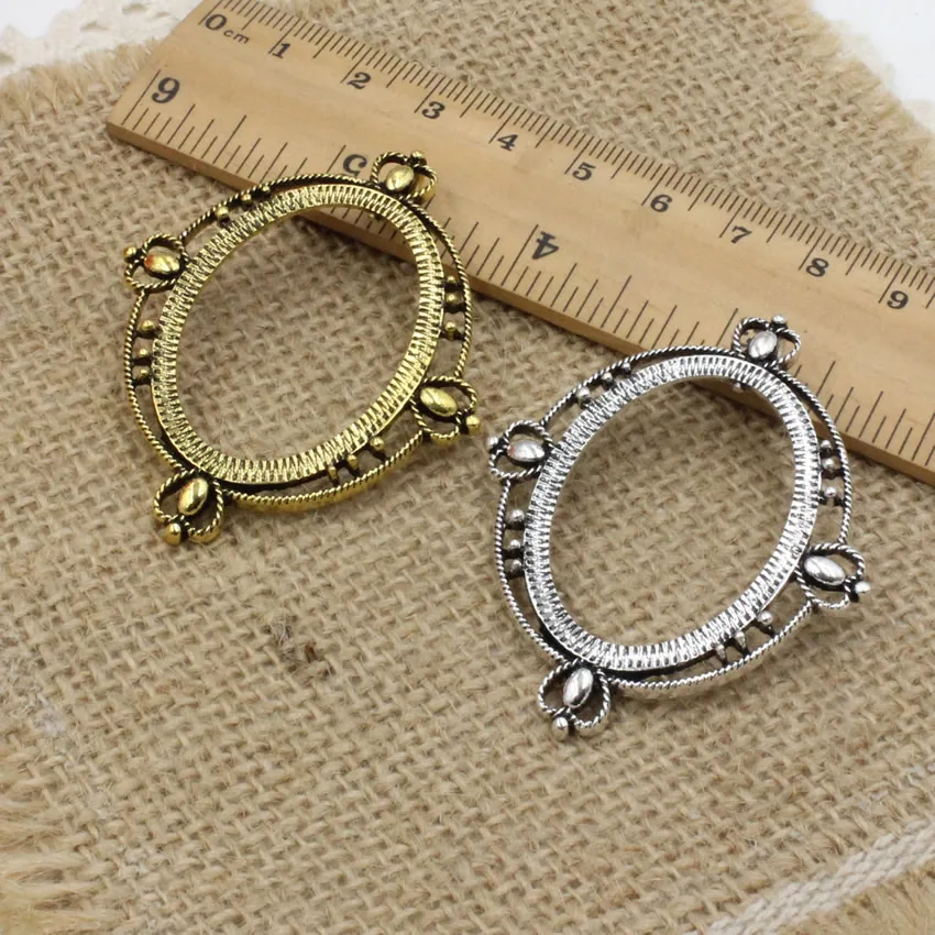 Fit 30x40mm Oval Cabochon Antique Silver/gold Frame Bezel Settings Pendant Tray blank Base DIY Making 5pcs/lot (K05282)