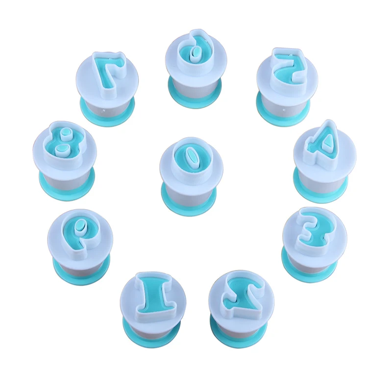 

Free Shipping 10pcs Plastic Numbers Cake Fondant Press Molds Set Sugar Craft DIY Tools HB0216A