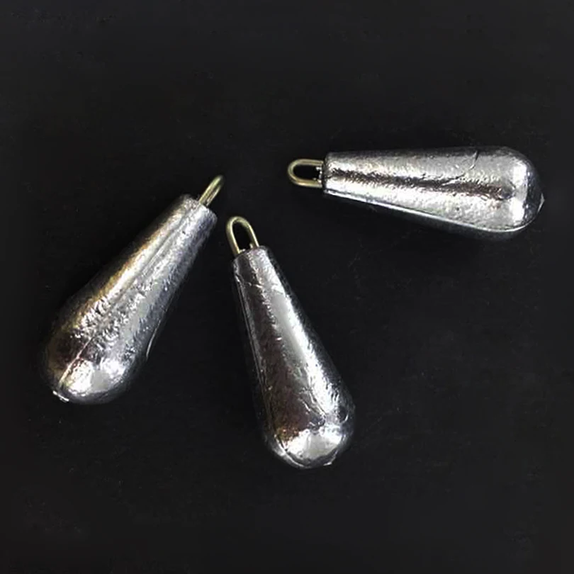 20Pcs Lead Sinkers for Fishing Sinkers Slip Sinker Pole 10-100g Water Drop Lead Weight Tackle Pendant Embedded Connector Ring