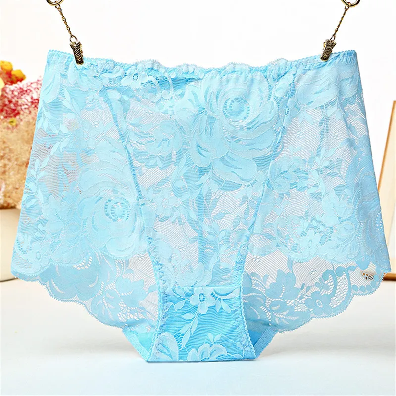 New Ropa Interior Femenina Sexy Lingerie Candy Colors Women Underwear Plus Size 6XL 7XL Lace Flower Transparent Hollow Panties
