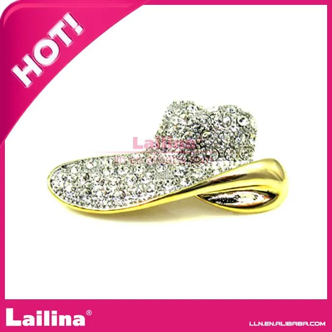 Bling Gold Base Clear Rhinestone Brooch Hat Shape Wholesale Fashion Brooch