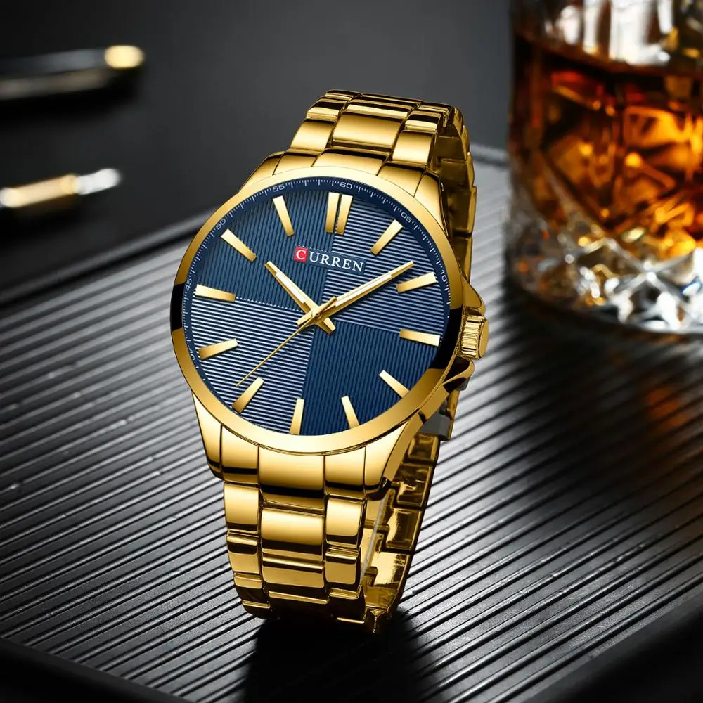 Men Watches Luxury Brand Gold Stainless Steel Band CURREN Luxury Quartz Watch Mens Waterproof Business Man Relogio Masculino