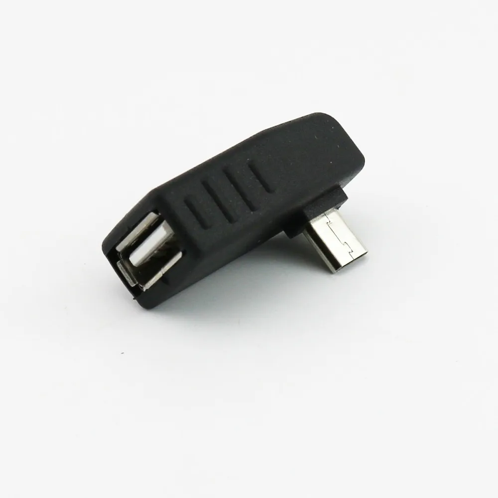 1x USB 2.0 A Female to Micro USB 5 Pin B Male Plug OTG Host Adapter Connector Left/Right/UP/Down Angle Black