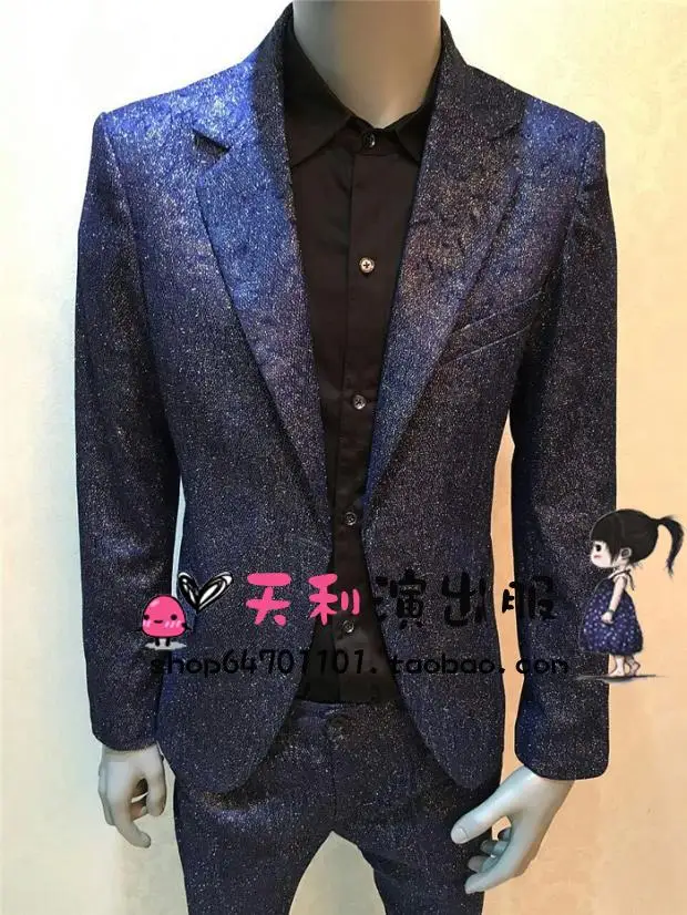 S-5xl 2021 Men Clothing New Fashion Shining Slim Suit Singer Costumes The Host Formal Dress Plus Size Blazer Suits