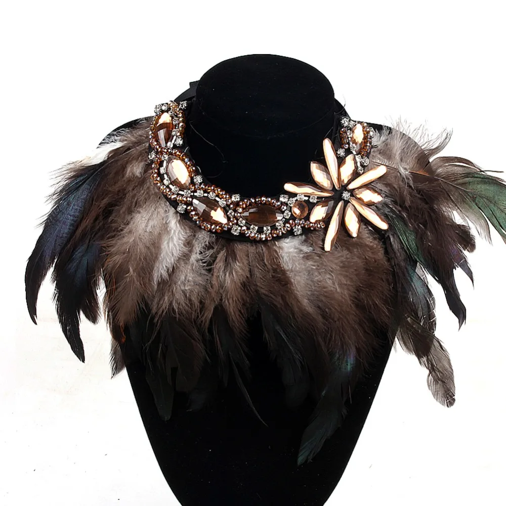 NEW Maxi Bohemian Necklace Crystal Beads Feather Choker Collares Necklaces & Pendants Collier Necklace Women