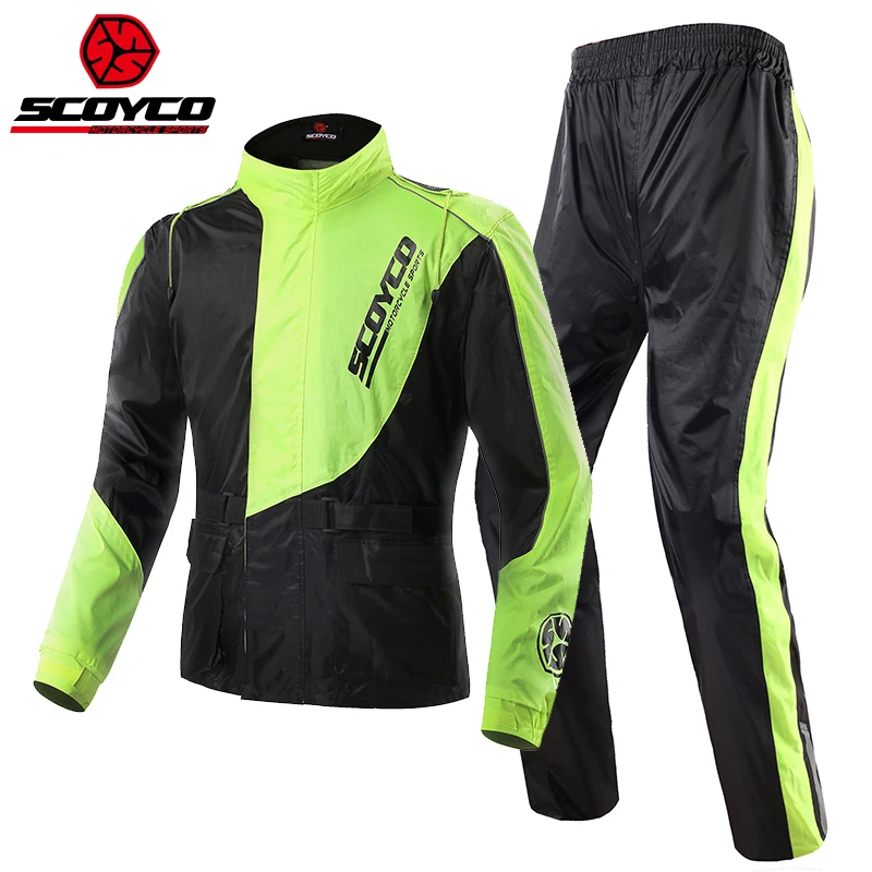 

Scoyco RC01 Motorcycle Fission Raincoat Motorcycle Jacket Pants Reflective Raincoat Sets Motocross Racing Waterproof Rain Gear