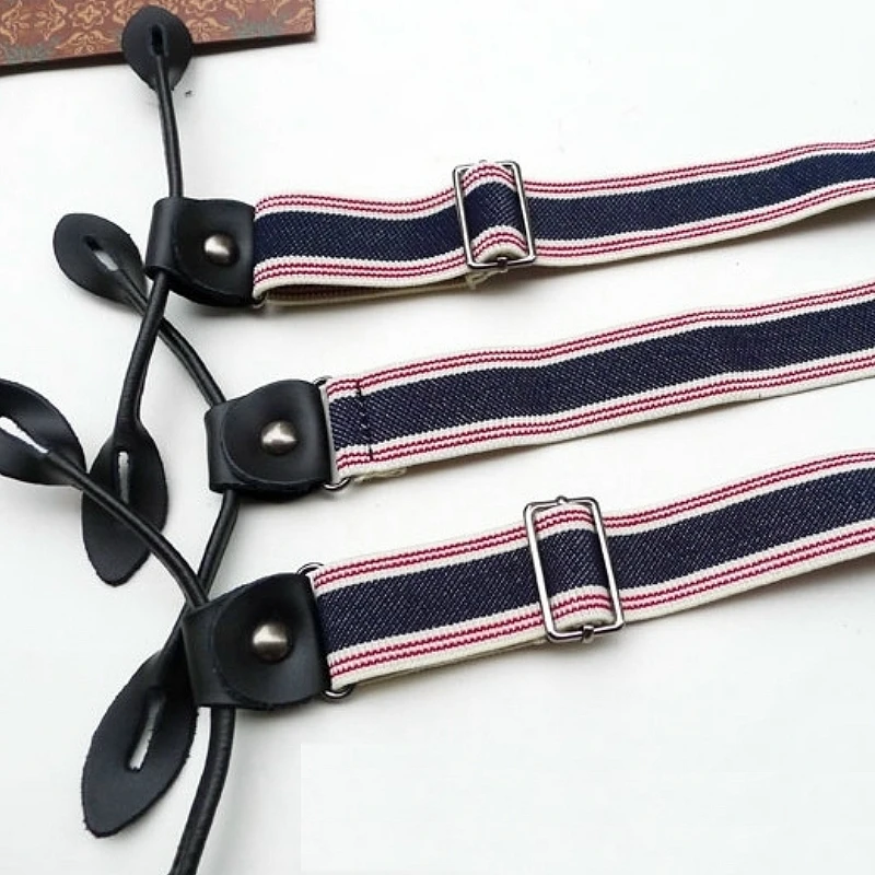 Mens Navy Red Striped Braces Unisex Adjustable Six Button Holes Suspenders Adult Belt Strap Braces For Wedding Party BDXJ307