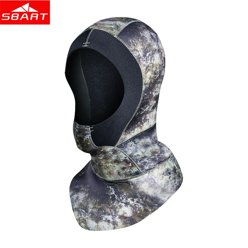 SBART Camouflage Wetsuits Caps 3MM Neoprene Women Men Winter Keep Warm Hood With Shoulder Surfing Scuba Diving Cap Accessories