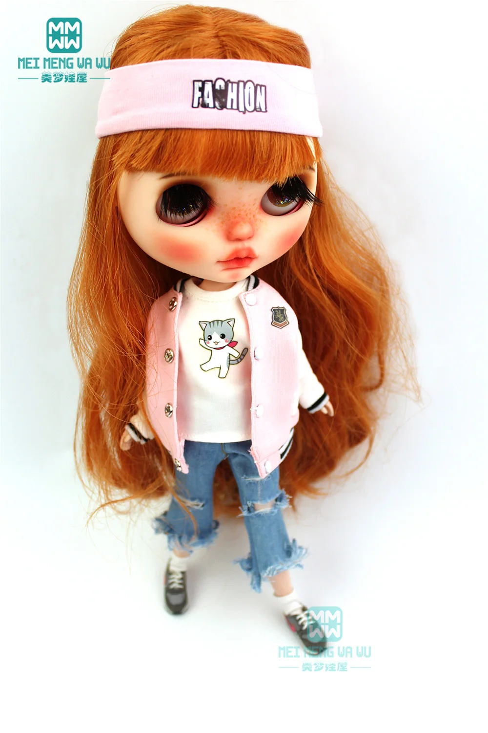 1PCS Blyth clothes fashion Casual sweatshirt, shredded jeans, hair band for Blyth Azone 1/6 doll accessories